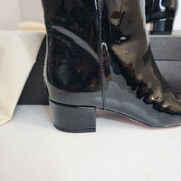 J. Crew Italian Black Patent Leather Boots Women's SZ 5 - #BM706 - New in Box! - Picture 2 of 9